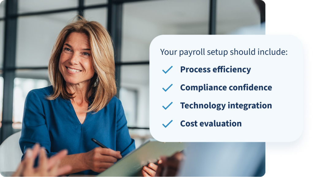 Woman working with a payroll checklist